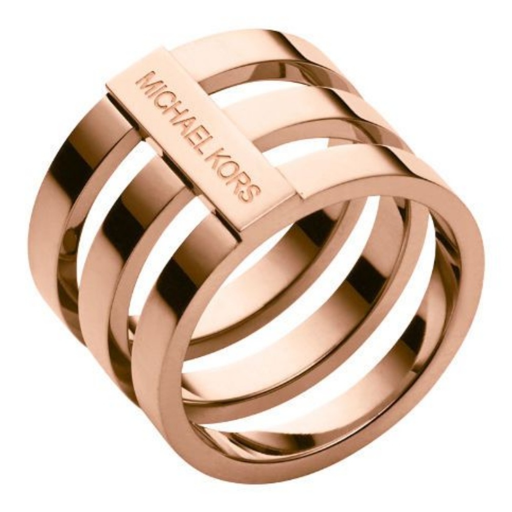 NWT Michael Kors Triple Band Rose Gold Ring w/ bag